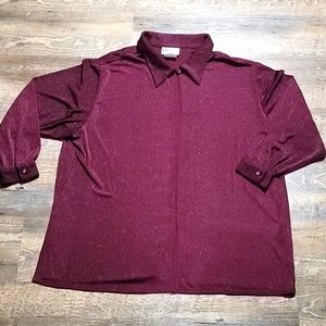 Gently loved blouse-throw purple w/ sparkles size 20w made by P.V. Sport Canada